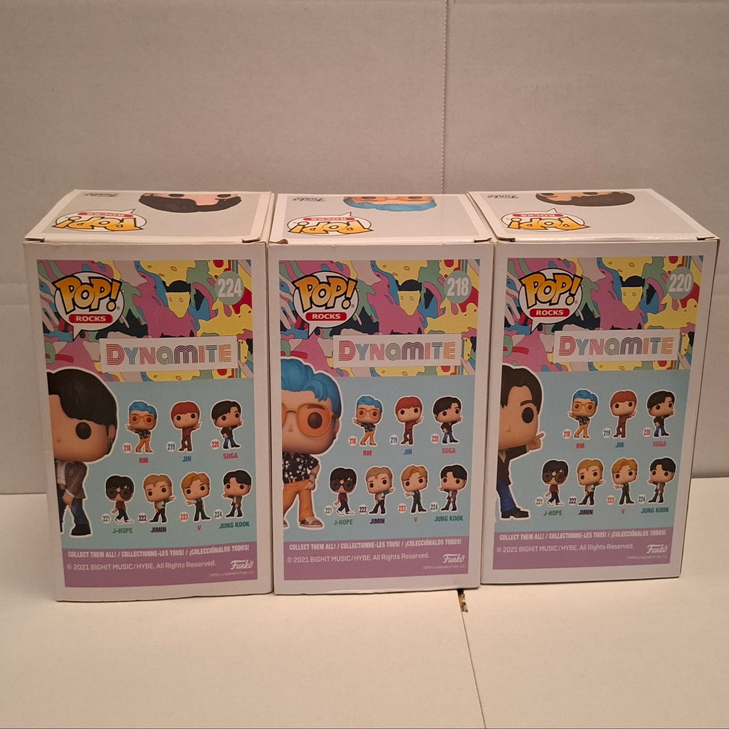 Lot BTS Dynamite - RM #218, Suga #220, Jung Kook #224 Funko